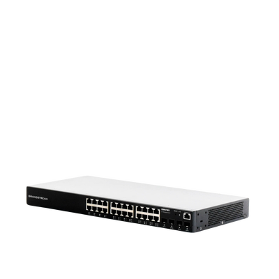 Switch Gigabit Administrable / 24 puertos 10/100/1000 Mbps + 4 Puertos SFP Uplink / Compatible con GWN Cloud.