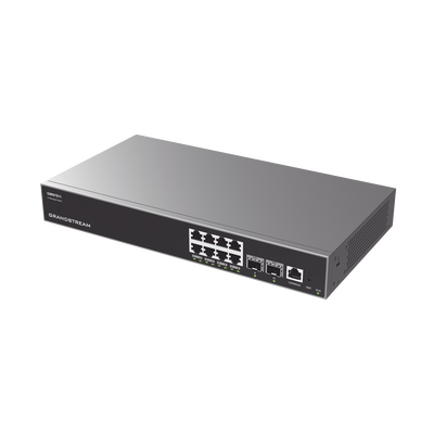 Switch Capa 3 Administrable / 8 puertos 10/100/1000 Mbps + 2 Puertos SFP+ 10 Gigabit / Compatible con GWN Cloud.