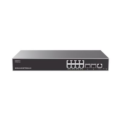 Switch Capa 3 Administrable / 8 puertos 10/100/1000 Mbps + 2 Puertos SFP+ 10 Gigabit / Compatible con GWN Cloud.