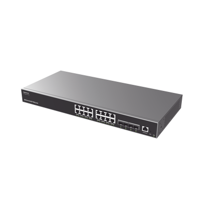 Switch Capa 3 PoE+ Administrable / 16 puertos 10/100/1000 Mbps + 4 Puertos SFP+ de 10 Gigabits / Hasta 240W / Compatible con GWN Cloud.