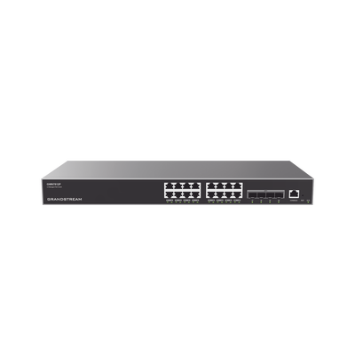 Switch Capa 3 PoE+ Administrable / 16 puertos 10/100/1000 Mbps + 4 Puertos SFP+ de 10 Gigabits / Hasta 240W / Compatible con GWN Cloud.