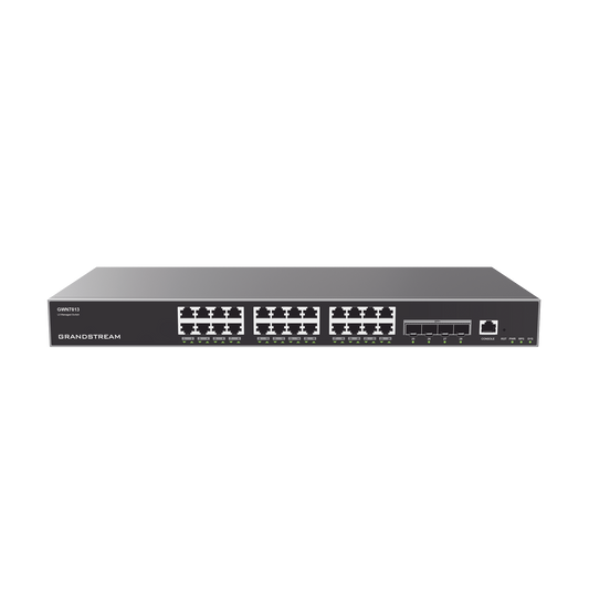 Switch Capa 3 Administrable / 24 puertos 10/100/1000 Mbps + 4 Puertos SFP+ de 10 Gigabits / Compatible con GWN Cloud.