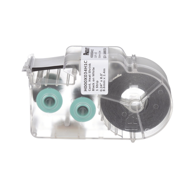 Casete de Etiquetas de Poliolefina de Cinta Continua, Tubo Termocontráctil, 8.6 mm de Ancho, 2.4 m de largo, Para Cables de 1.5 a 4.8 mm (18-12 AWG) de Diámetro, Color Blanco