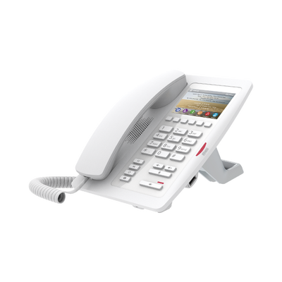 (H5 Color Blanco)Teléfono para Hotelería, profesional de gama alta con pantalla LCD de 3.5 pulgadas a color, 6 teclas programables para servicio rápido (Hotline) PoE