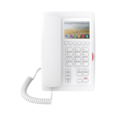 (H5 Color Blanco)Teléfono para Hotelería, profesional de gama alta con pantalla LCD de 3.5 pulgadas a color, 6 teclas programables para servicio rápido (Hotline) PoE