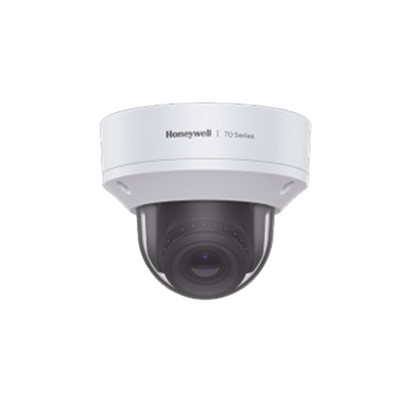 Domo IP 8 MP / Lente Mot. 3.6  a 11 mm / H.265 / NDAA / ONVIF / IK10 / WDR 130 dB / IA Avanzado Detección Sabotaje / Movimiento / Rostros / Intrusión / Merodeo / Objeto Abandonado / Alarma y Audio I/O / PoE / Serie 70 / Honeywell Security