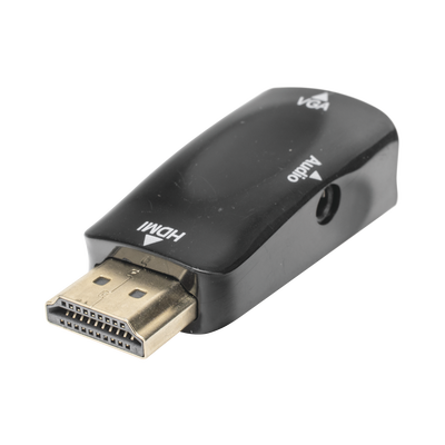 Adaptador (Convertidor) HDMI a VGA  / HDMI Macho a VGA Hembra / Resolución 1920x1080 @ 60Hz  / Adaptador de Audio de 3.5 mm / Chapado en Níquel