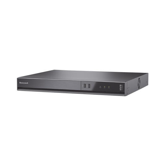NVR 8 Megapixel (4K) / 16 Canales / 16 Puertos PoE+ / H.265 / Incluye 2 HDD de 8 TB (2 Bahias de Disco Duro) / ONVIF / NDAA / Soporta IA / Serie 35 / Audio y Alarmas I/O / Honeywell Security