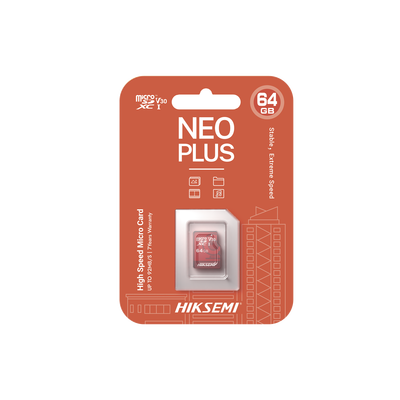 Memoria microSD / Clase 10 de 64GB / Especializada Para Videovigilancia (Uso 24/7) / Compatibles con cámaras HIKVISION y Otras Marcas / 95 MB/s Lectura / 40 MB/s Escritura