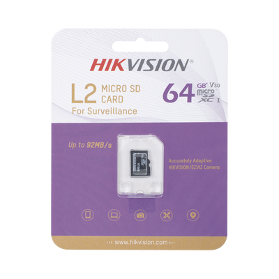 Memoria microSD / Clase 10 de 64 GB / Especializada Para Videovigilancia (Uso 24/7) / Compatibles con cámaras HIKVISION y Otras Marcas