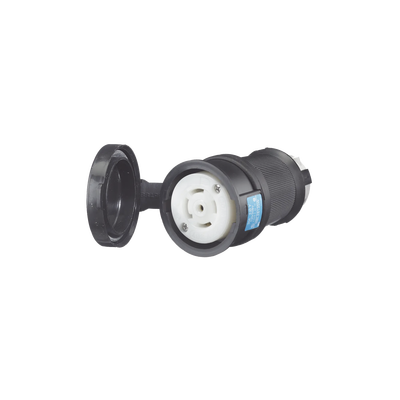 Conector Industrial con Bloqueo de Media Vuelta / 30 A 120/208 V CA / Nema L21-30R / 4 Polos 5 Hilos / Color Blanco y Negro / / Grado Industrial.