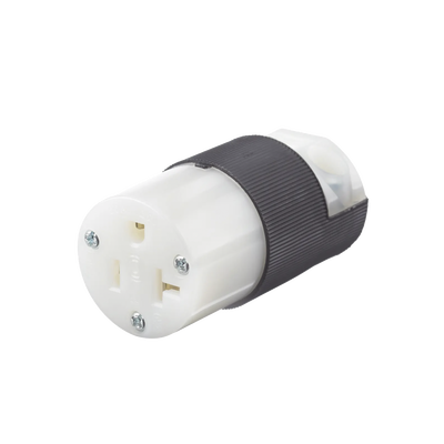 Conector Entrada Recta/ 20 A 125V/ 2 Polos 3 Hilos/ Nema 5-20 R/ Grado Industrial- Comercial / Color Negro-Blanco.