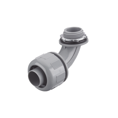 Conector Curvo 90° de Nylon de 3/4" para Tubería Liquidtight Polytuff.