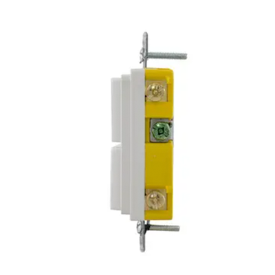 Interruptor Residencial 15 A 120-277 V, con 2 Bases Unipolares, Cableado lateral, Color Blanco.