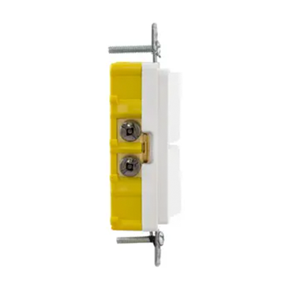 Interruptor Residencial 15 A 120-277 V, con 2 Bases Unipolares, Cableado lateral, Color Blanco.