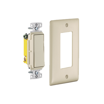 Interruptor Unipolar Residencial 15 A 120-277 V / Cableado Lateral y Trasero / Color Marfil.