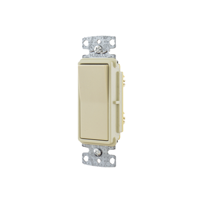 Interruptor Unipolar Residencial 15 A 120-277 V / Cableado Lateral y Trasero / Color Marfil.