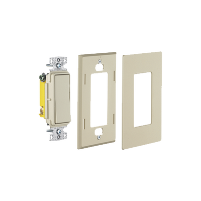 Interruptor Unipolar Residencial 15 A 120-277 V / Cableado Lateral y Trasero / Color Marfil.