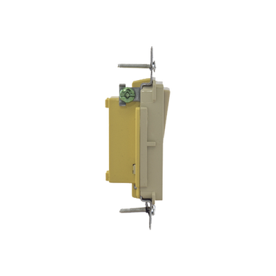 Interruptor Unipolar Residencial 15 A 120-277 V / Cableado Lateral y Trasero / Color Marfil.