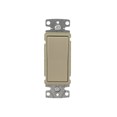 Interruptor Unipolar Residencial 15 A 120-277 V / Cableado Lateral y Trasero / Color Marfil.