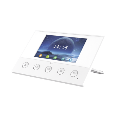 Monitor IP/SIP para interior, Wi-Fi, pantalla a color de 4.3", audio de 2 vías, PoE, 8 interfaces de entrada de alarma.