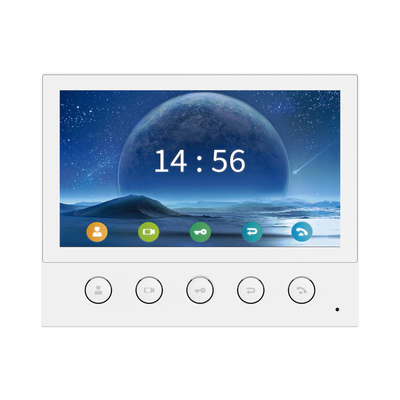 Monitor IP/SIP para interior, Wi-Fi, pantalla táctil de 7", audio de 2 vías, PoE, 8 interfaces de entrada de alarma.