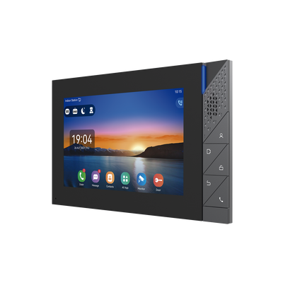 Monitor IP/SIP para interior con Android, Wi-Fi, Bluetooth, pantalla táctil de 7", audio de 2 vías, PoE, 8 interfaces de entrada de alarma.