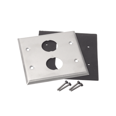 Placa de Pared Doble IndustrialNet™, Para 2 Conectores Industriales, de Acero Inoxidable