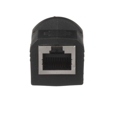 Adaptador IndustrialNet™ de M12 D-Code a Rj45, para Uso en Redes Industriales, Protección IP20 en RJ45 e IP68 en M12, Color Negro