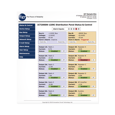 PDU Administrable IP, 12 Salidas para Brakers (No incluidos), Control de Energía Remoto, Doble Bus Inteligente de Distribución CD, Aplicaciones 12,24 y 48 Vcc.