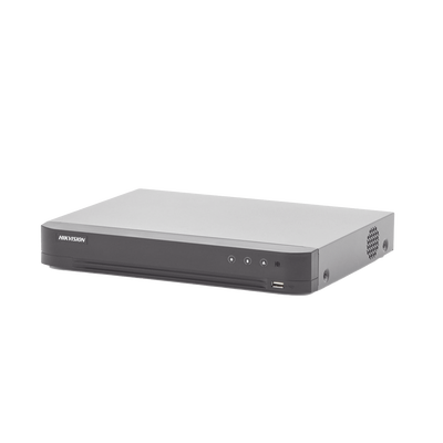 (ACUSENSE / Evita Falsas Alarmas) DVR 4 Megapixel / 4 Canales TURBOHD + 2 Canales IP / 1 Bahía de Disco Duro / 1 Canal de Audio