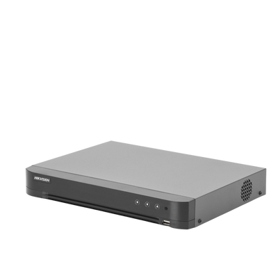 DVR 4 Canales TurboHD + 4 Canales IP / 8 Megapixel (4K) / Acusense (Evita Falsas Alarmas) / Audio por Coaxitron / 1 Bahía de Disco Duro / 4 Entradas de Alarma / 1 Salida de Alarma / H.265+ / Salida de Video en Full HD