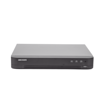 DVR 16 Canales TurboHD + 8 Canales IP / 4 Megapixel / Acusense (Evita Falsas Alarmas) / Audio por Coaxitron / Reconocimiento de Rostros (Base de Datos) / 1 Bahía de Diso Duro / H.265+