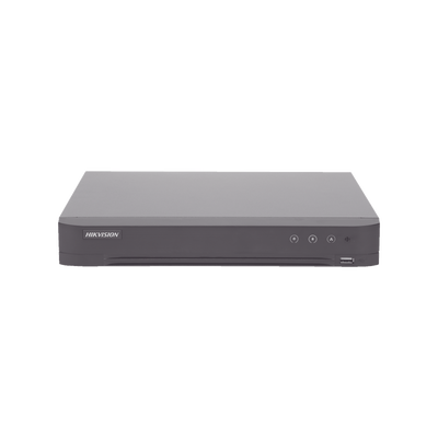 DVR 16 Canales TurboHD + 8 Canales IP / 5 Megapixel Lite - 3K Lite / Acusense (Evita Falsas Alarmas) / Reconocimiento de Rostros (Base de Datos) / Audio por Coaxitron / 1 Bahía de Disco Duro / H.265+