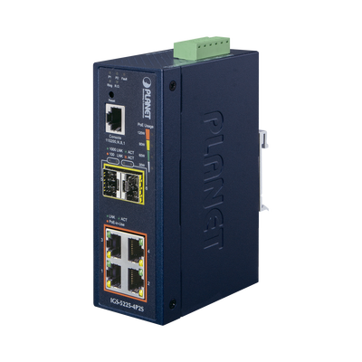 Switch Industrial Administrable Capa 2, 4 Puertos PoE 802.3af/at 10/100/1000T, 2 Puertos SFP 100/1000X