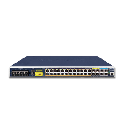 Switch Industrial Capa 3, 24 Puertos Gigabit PoE 802.3af/at, 4 Puertos SFP 1 G, 4 Puertos SFP de 10 G