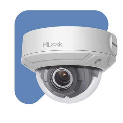 HiLook Series / Domo IP 4 Megapixel / 30 mts IR / Exterior IP67 / PoE / WDR 120 dB / Lente Motorizado 2.8-12 mm / IK10 / MicroSD