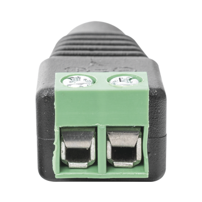 Adaptador Hembra Tipo Jack de 3.5 mm polarizado de 12 Vcc / Terminales Tipo Tornillo / Polarizado (+/-) / Ideal para Cámaras de Video Vigilancia.