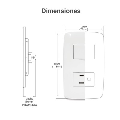 Placa con Toma de Corriente 2P Y T / 1 Modulo / 127 V~60 HZ 15 A.