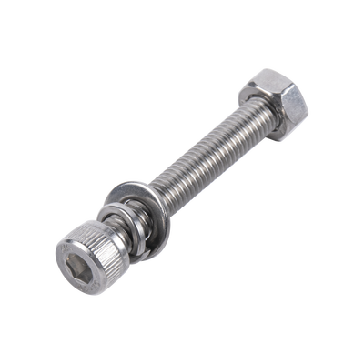 Tornillo Allen Milimétrico de Acero Inoxidable  M8-1.25 x 25 / Incluye Tuerca, Arandela Plana y Arandela Presión / Bolsa con 6 piezas / Para Montajes de Módulos Solares.