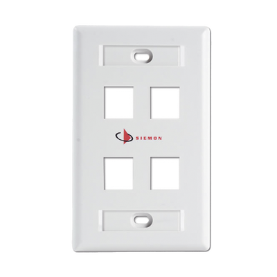 Placa de pared Keystone de 4 salidas, color blanco, para Jacks Keystone Z-MAX y MAX