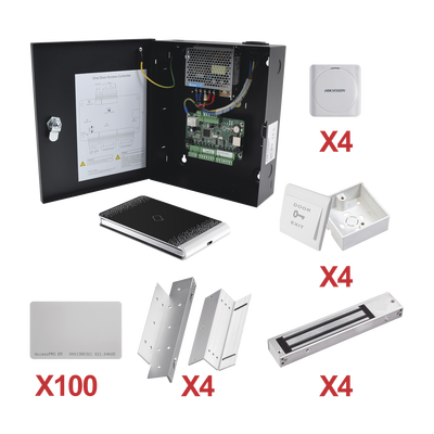 Kit de Control de Acceso con TARJETA para 4 Puertas  / TODO INCLUIDO / Software IVMS4200 incluido