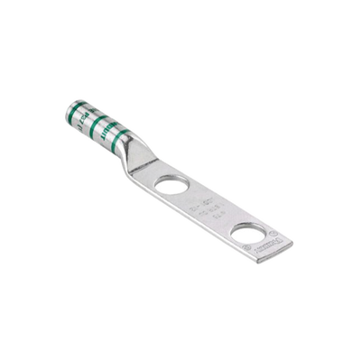 Terminal de Compresión Pan-Lug™ de Barril Largo, de Dos Orificios de 1/2", para Cable 6 AWG, Espacios Entre Orificios de 1.75".