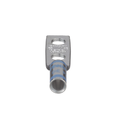 Terminal doble Ojillo de 1/4" para cable 6 AWG, ángulo recto, Espacio entre Orificios 16mm.