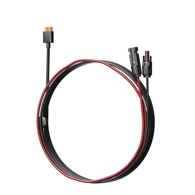 Cable 2.5 m, Negro, Calibre 10 AWG con Terminales MC4 Macho y Hebra para Terminal XT60