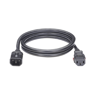 Cable de Alimentación Eléctrica Con Bloqueo de Seguridad, de IEC C14 a IEC C13, 1.2 Metros de Largo, Color Negro, Paquete de 10 Piezas