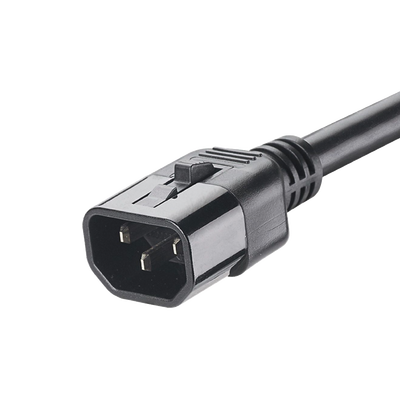 Cable de Alimentación Eléctrica Con Bloqueo de Seguridad, de IEC C14 a IEC C13, 1.8 Metros de Largo, Color Negro, Paquete de 10 Piezas