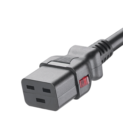 Cable de Alimentación Eléctrica Con Bloqueo de Seguridad, de IEC C20 a IEC C19, 60 cm de Largo, Color Negro, Paquete de 10 Piezas