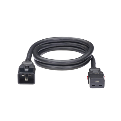 Cable de Alimentación Eléctrica Con Bloqueo de Seguridad, de IEC C20 a IEC C19, 60 cm de Largo, Color Negro, Paquete de 10 Piezas