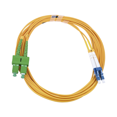 Jumper de Fibra Óptica Monomodo 9/125 LC/UPC-SC/APC, PVC, 2.0 mm, Dúplex, amarillo, 3 metros